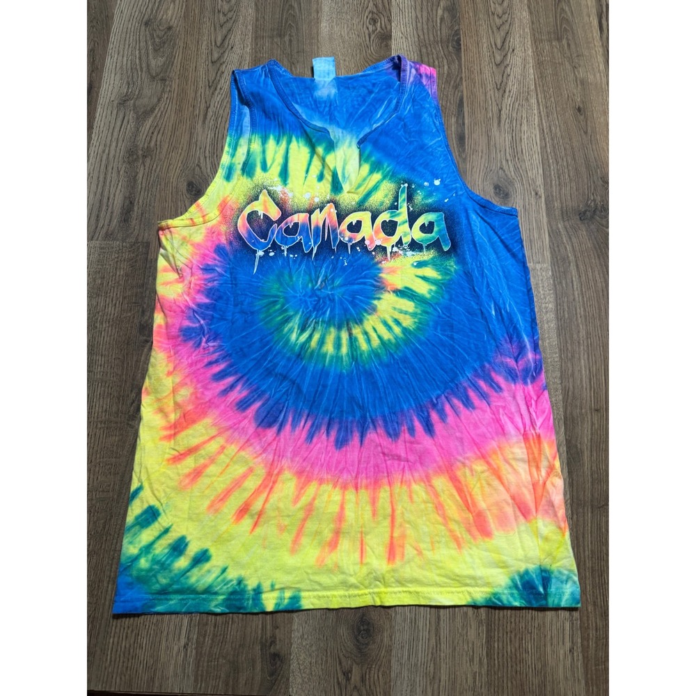 Colortone Tank Top Mens Size M Multicolor Canada Tie Dye Graphic Sleeveless Tee